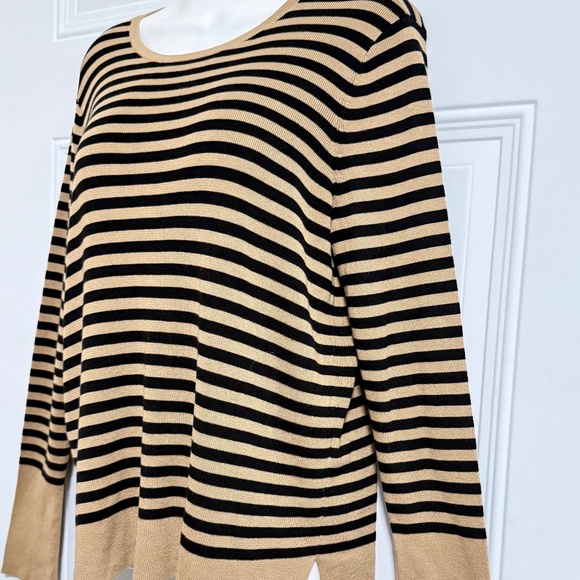 Eileen Fisher System Striped Sweater Top SZ Medium Fall Winter Goblincore Ribbed - Picture 6 of 6